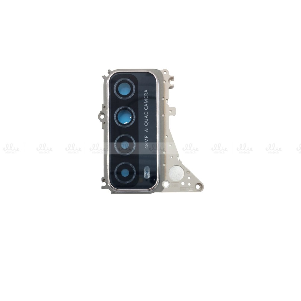 Lente de cristal de cámara con marco para Huawei P Smart 2021 - negro