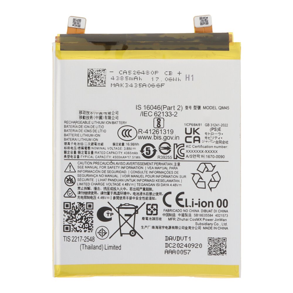 Batería para Motorola Moto Edge 50 Pro QM45 4500mAh
