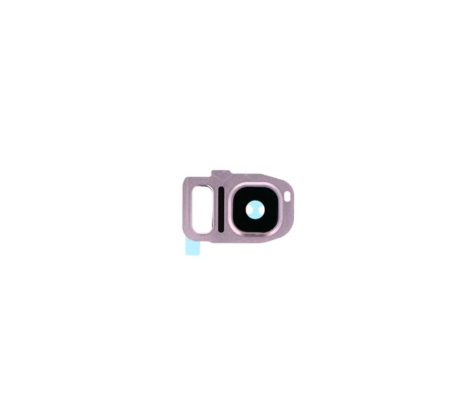 Lente de cristal de cámara + marco soporte para Samsung SM-G930F Samsung Galaxy S7/SM-G935F S7 Edge Rosa Cámara