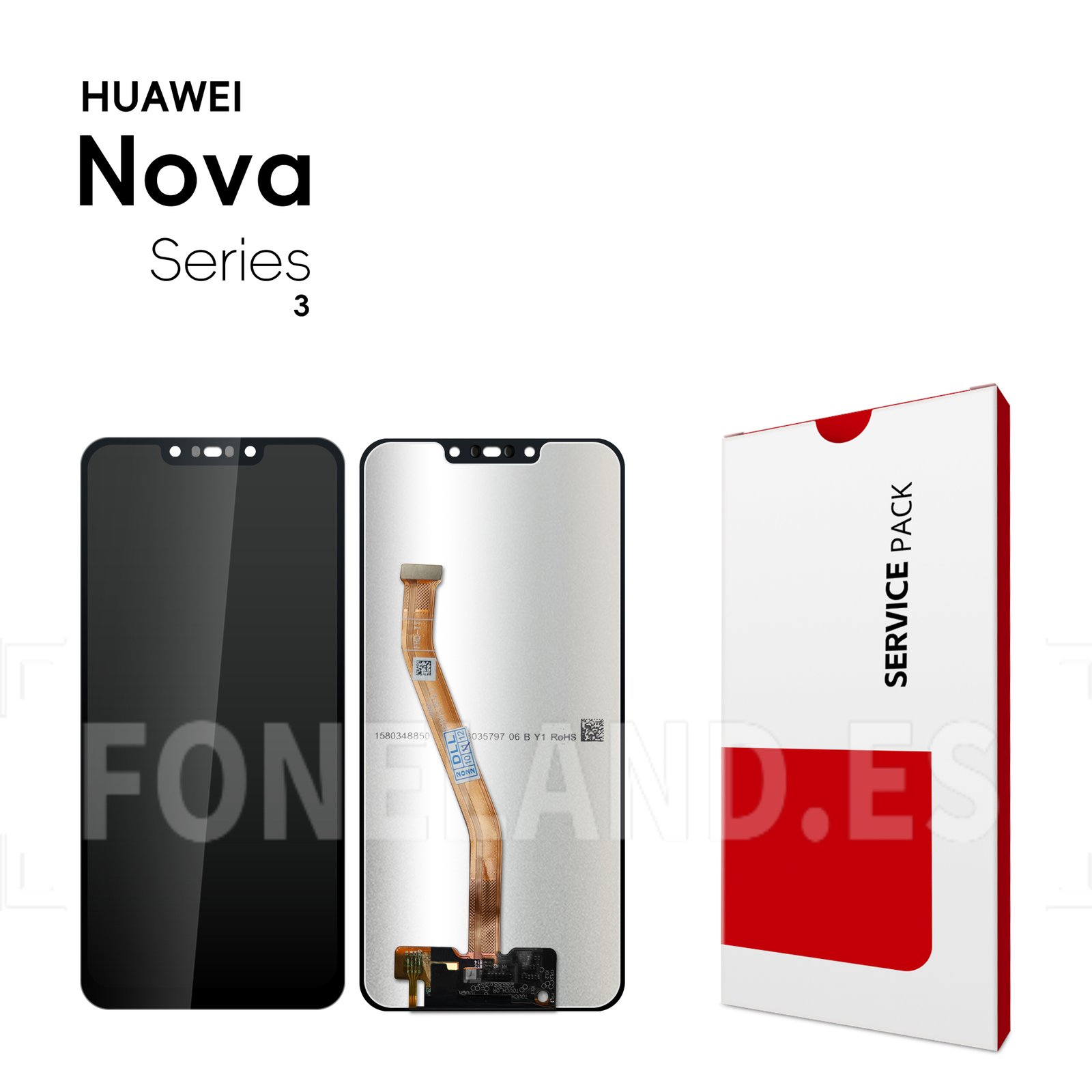 Pantalla Huawei Nova 3 2018 Negra Completa LCD + Táctil SERVICE PACK