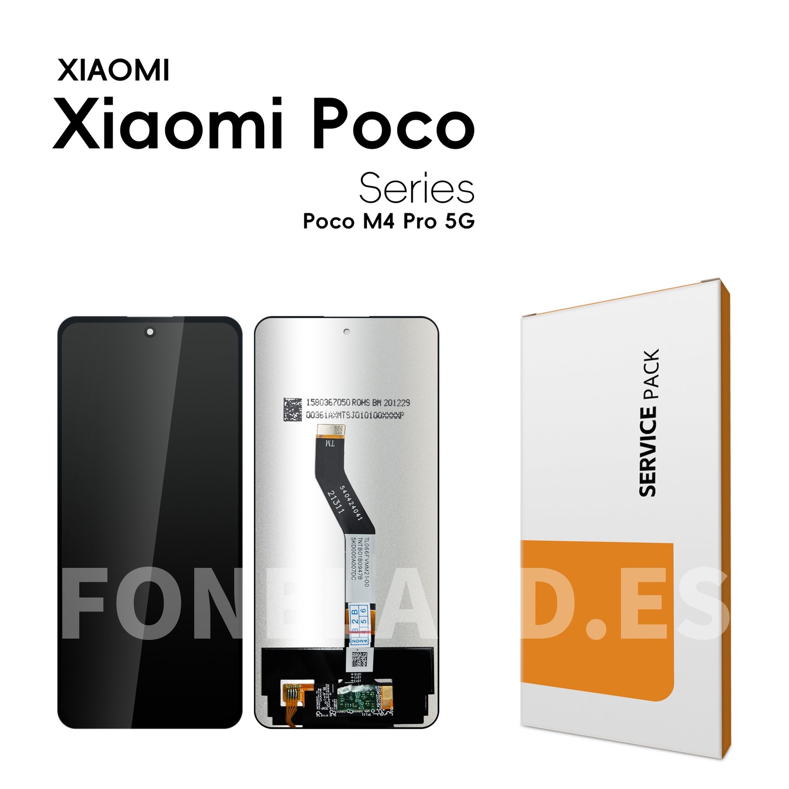 Pantalla Xiaomi Redmi Note 11 5G (2201117TG, 2201117TI, 2201117TY)/Xiaomi Poco M4 Pro 5G (21091116AG, MZB0BGVIN)/Xiaomi Redmi Note 11S 5G/Note 11T 5G Negra Completa LCD + Táctil SERVICE PACK
