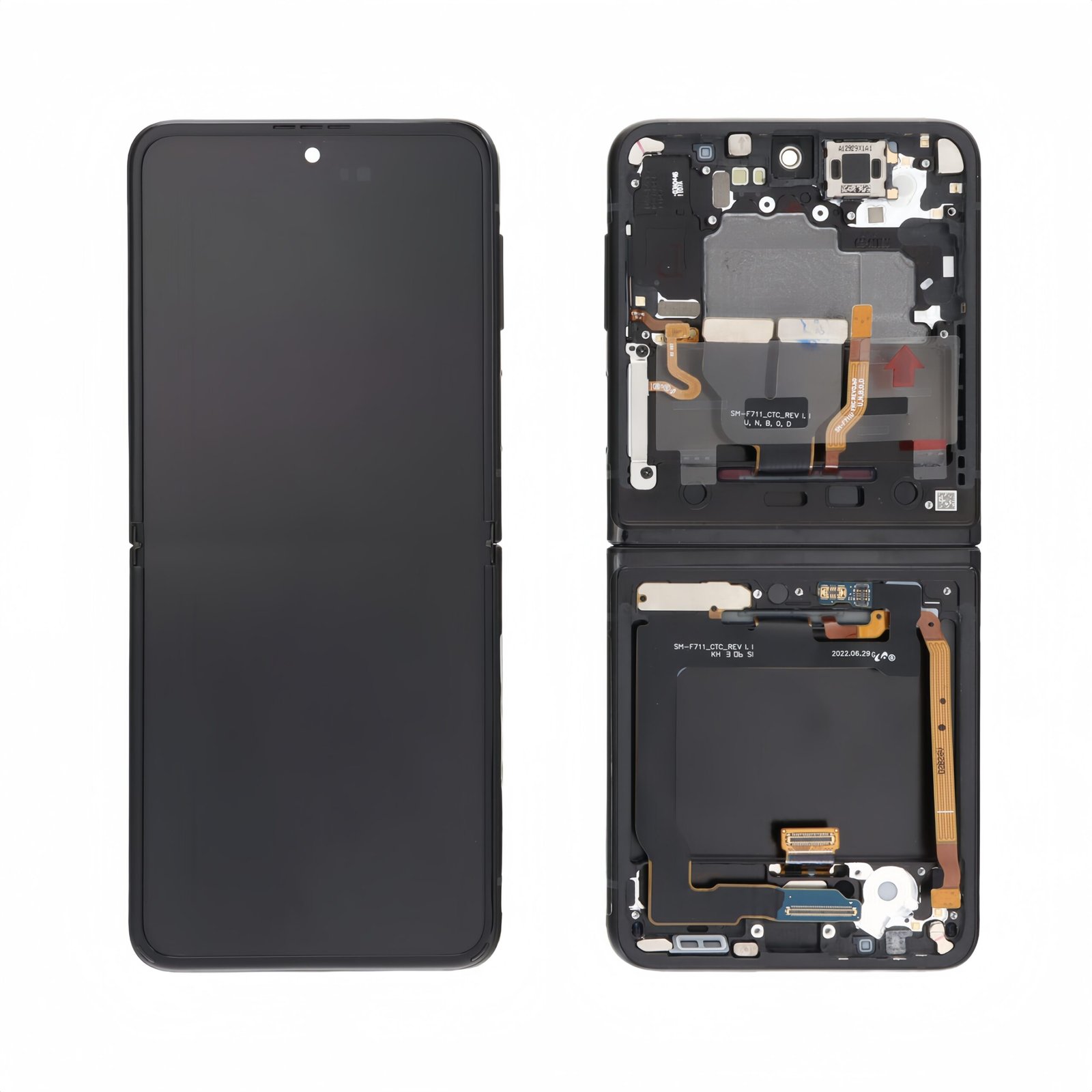"Assembled Frame" Pantalla Interior Samsung Galaxy Z FLIP 3 5G F711 Negra con marco Original Completa SERVICE PACK