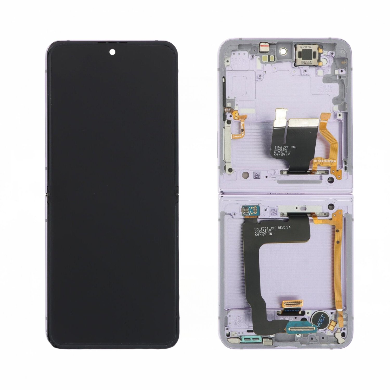 "Assembled Frame" Pantalla Interior Samsung Galaxy Z Flip 4 5G F721 Lila con marco Original Completa SERVICE PACK