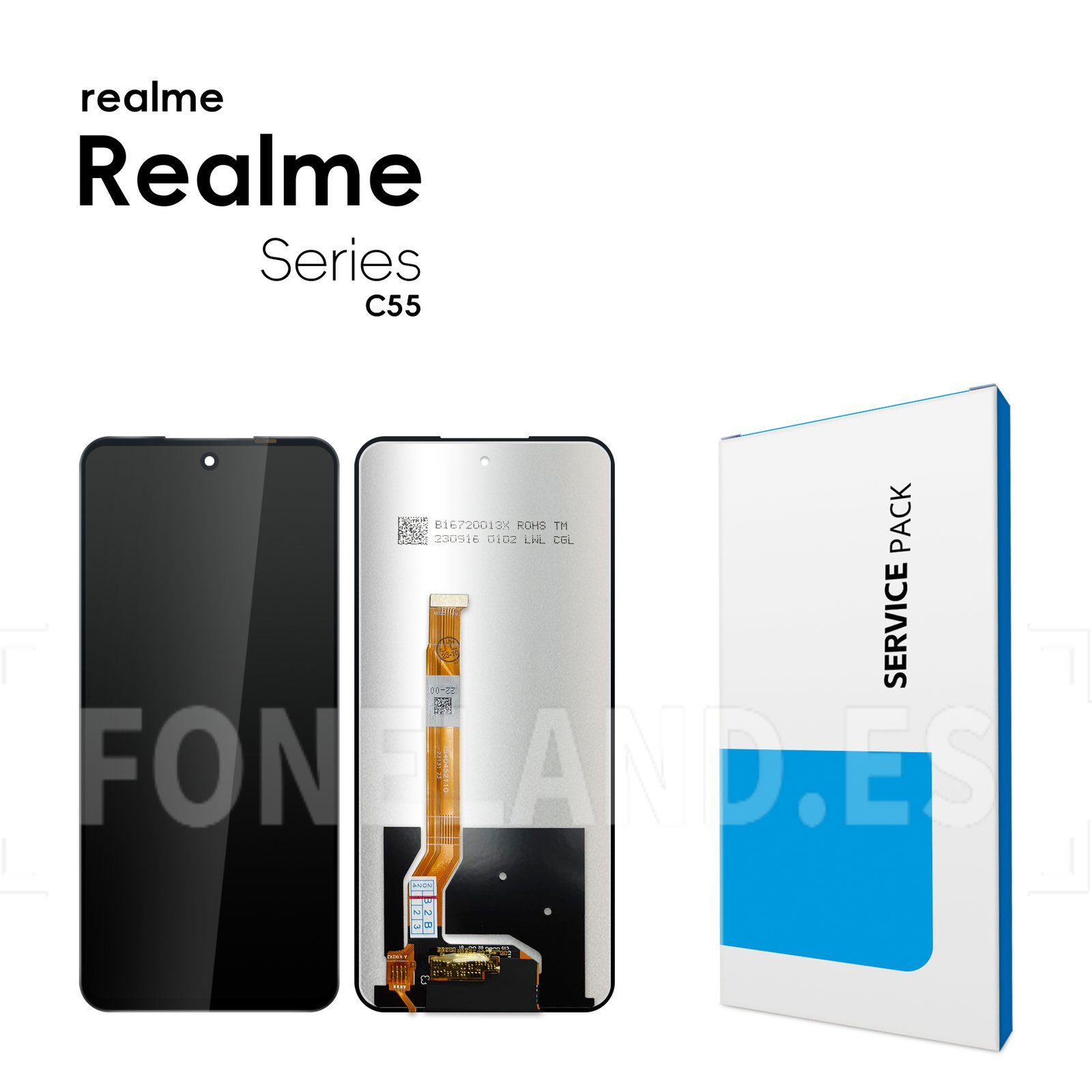 Pantalla OPPO A98 5G (CPH2529)/Realme C55 (RMX3710)/A58 4G (CPH2577)/A79 5G (CPH2553)/Realme C67 5G (RMX3782)/Realme 11 5G (RMX3780)/Realme NZRZO N55/OnePlus NORD N30 5G (CPH2515, CPH2513)/OnePlus NORD CE 3 LITE 5G (CPH2467, CPH2465) Negra Completa LCD + Táctil SERVICE PACK