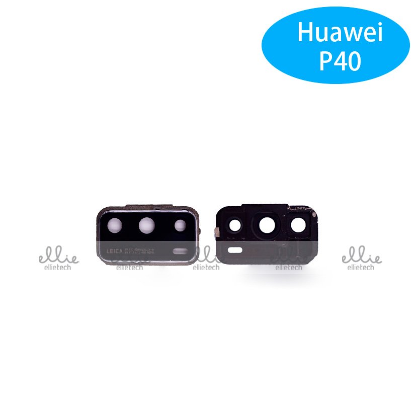 Lente de cristal de cámara con marco para Huawei P40 - negro