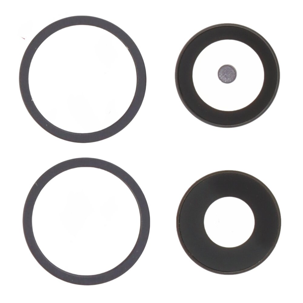 Set 2 Piezas Lente Cristal Cámara + Marco para iPhone 12 Mini - negro