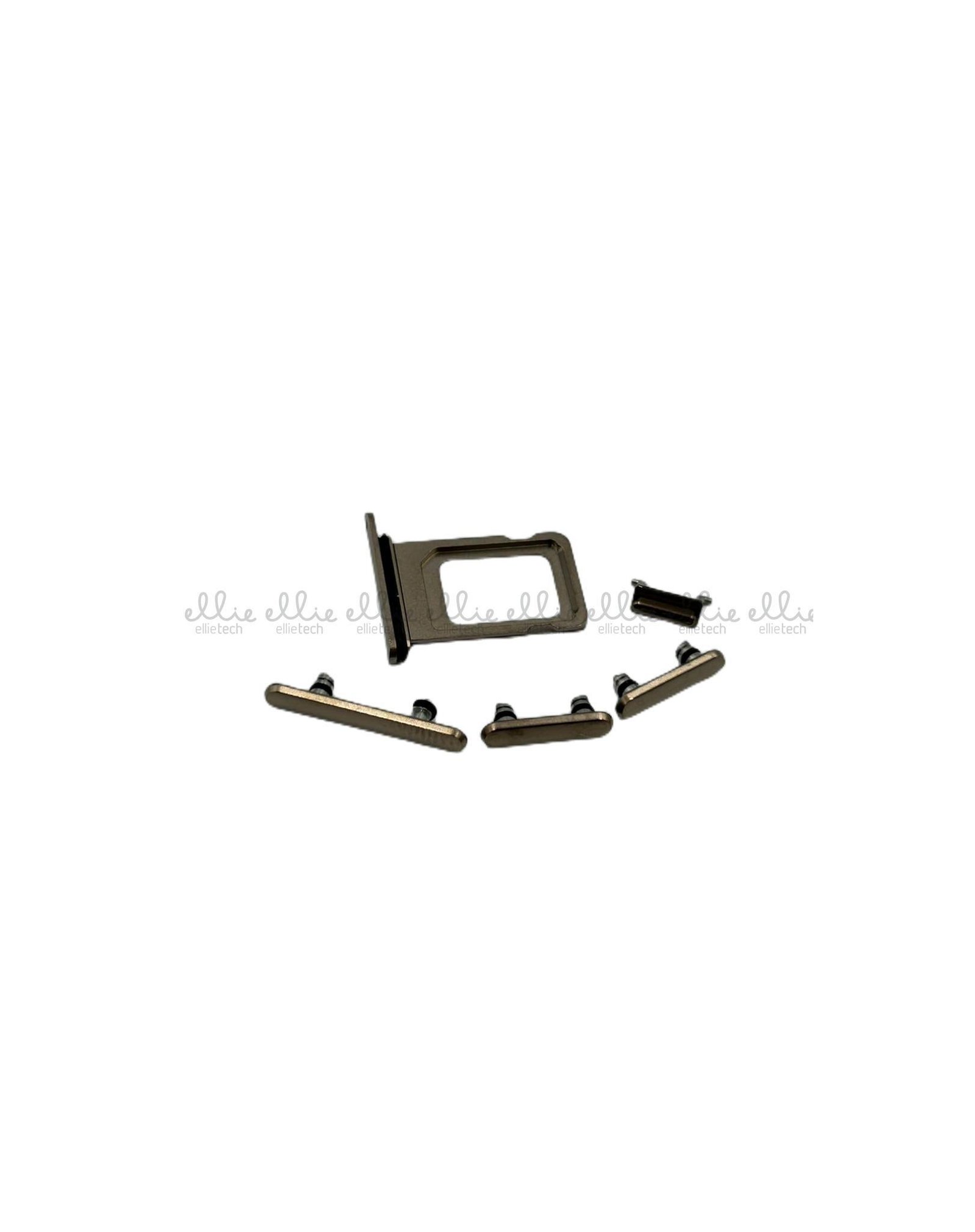 Set 4 Piezas Porta-SIM + Teclado de Volumen, Encendido y Botón Vibración para iPhone 11 Pro/iPhone 11 Pro Max - dorado Set 4 Piezas Porta-SIM + Teclado de Volumen, Encendido y Botón Vibración para iPhone 11 Pro/iPhone 11 Pro Max - dorado