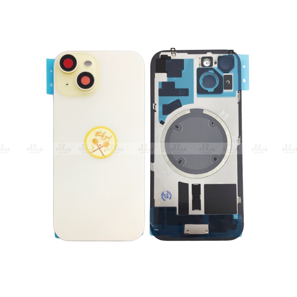 Tapa trasera Cristal para iPhone 15 Amarillo Premium Quality