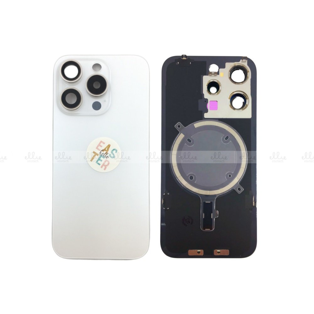 Tapa trasera Cristal para iPhone 15 Pro Blanco Premium Quality Tapa trasera Cristal para iPhone 15 Pro Blanco Premium Quality