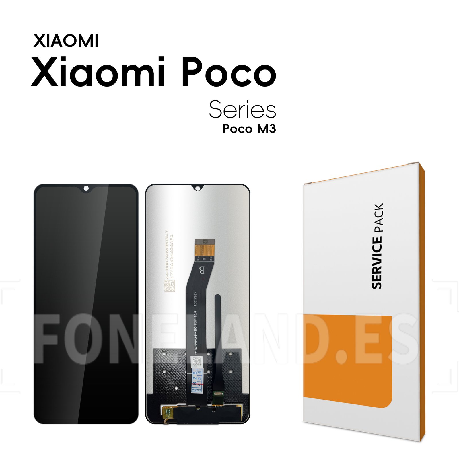 Pantalla Xiaomi Poco M3/Xiaomi Redmi 9T/9 Power/Redmi Note 9 4G Negra sin marco Completa LCD + Táctil SERVICE PACK