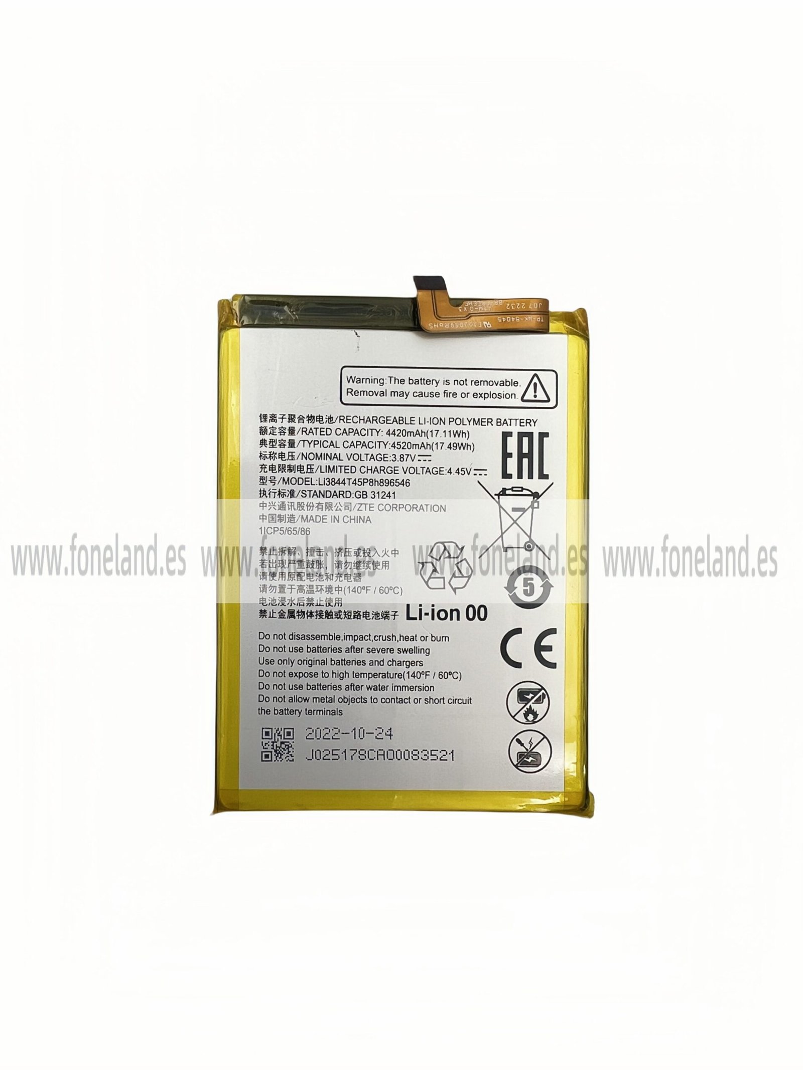 Batería ZTE Blade V40 Design (Li3844T45P8h896546)