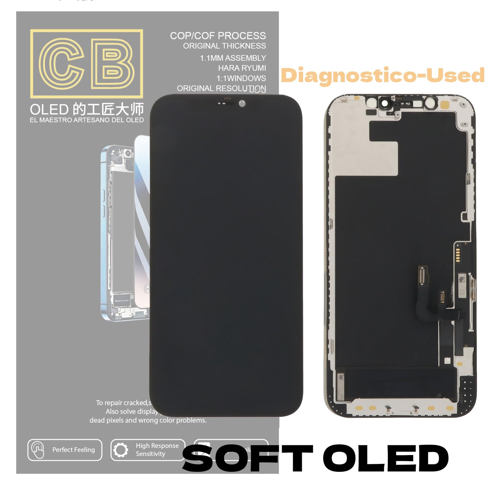 Pantalla "CB SOFT OLED Diagnostico-Used" iPhone 12/iPhone 12 Pro LCD + Táctil Completo