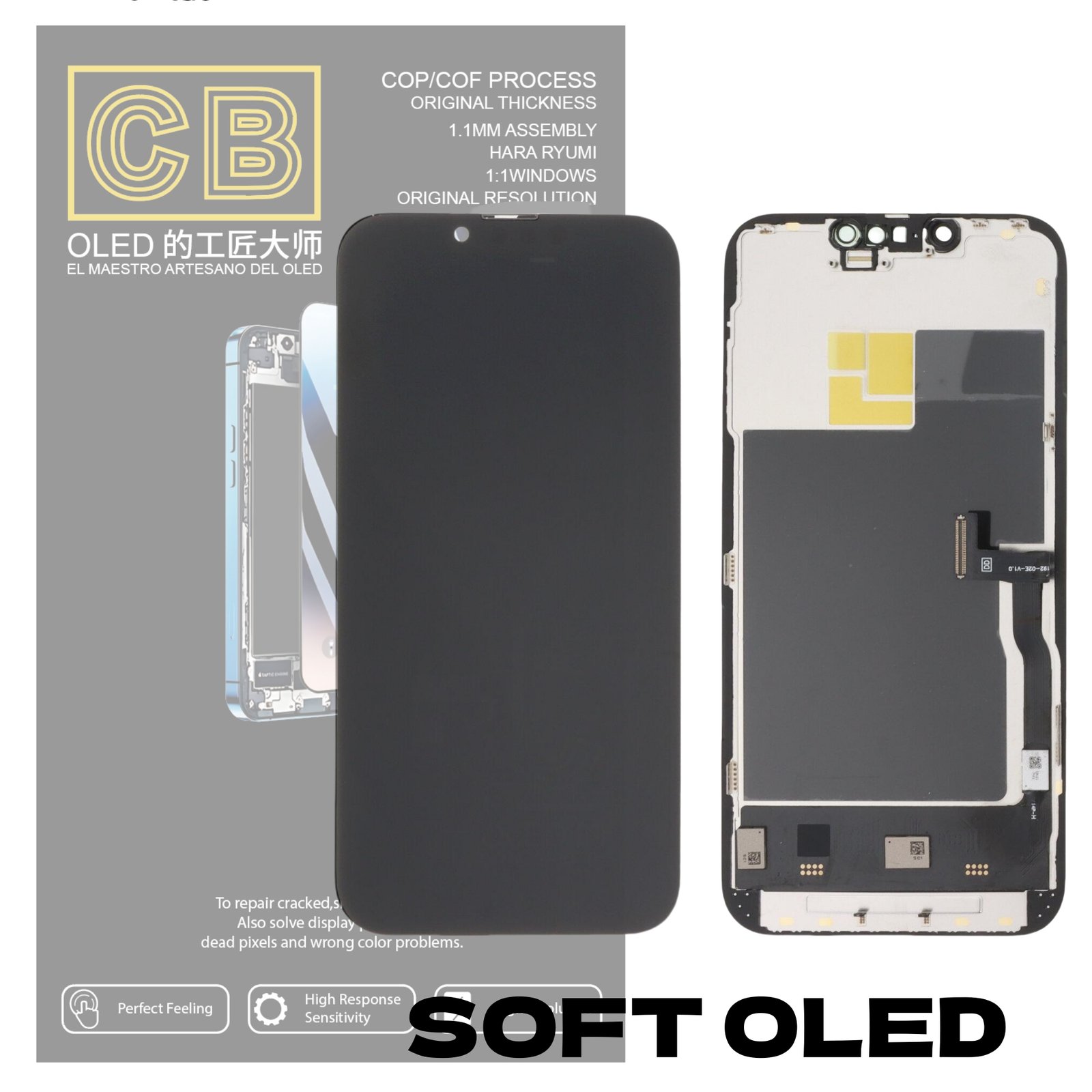Pantalla "CB SOFT OLED" iPhone 13 Pro 120HZ Control IC Reemplazable LCD + Táctil Completo