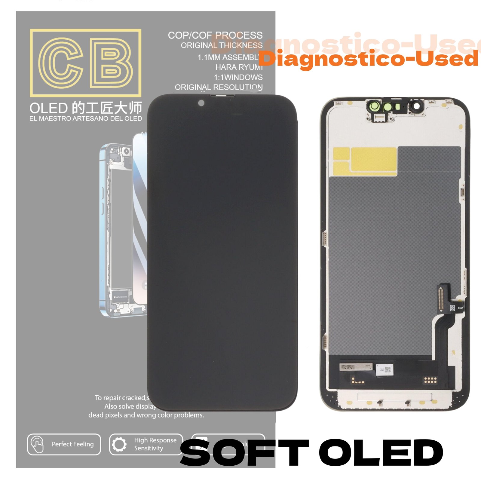 Pantalla "CB SOFT OLED Diagnostico-Used" iPhone 13 LCD + Táctil Completo