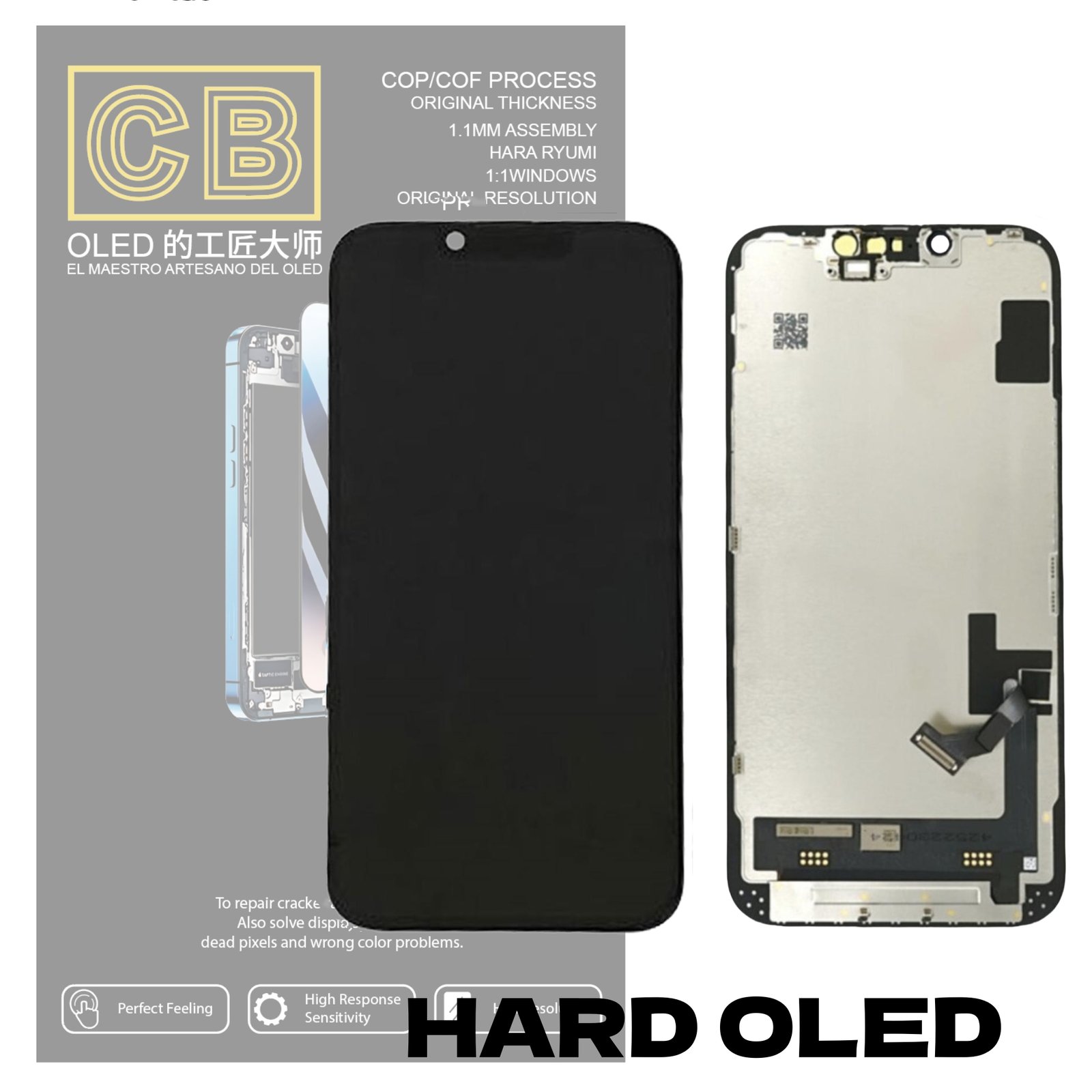Pantalla "CB HARD OLED " iPhone 14 control IC Reemplazable LCD + Táctil Completo