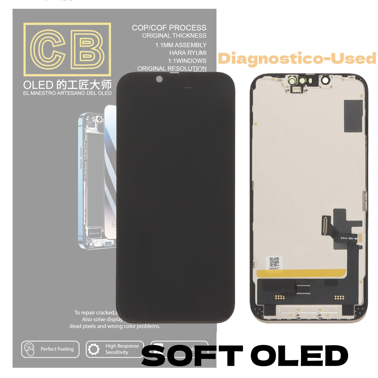Pantalla "CB SOFT OLED Diagnostico-Used" iPhone 14 LCD + Táctil Completo