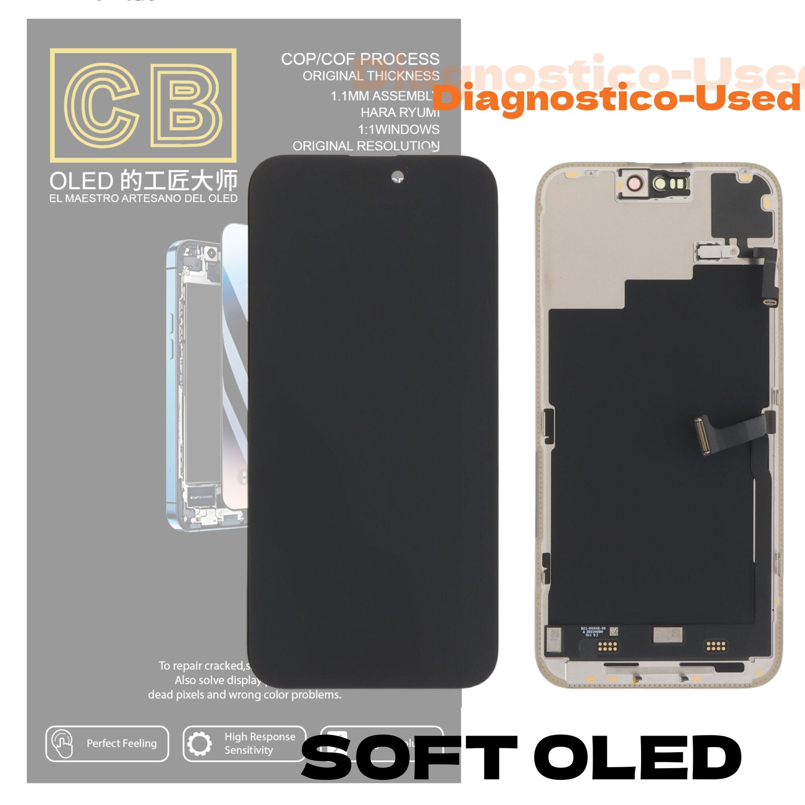 Pantalla "CB SOFT OLED Diagnostico-Used" iPhone 15 Pro Max 120HZ LCD + Táctil Completo