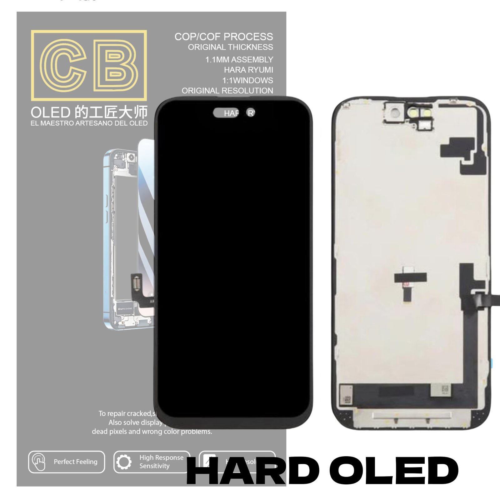 Pantalla "CB HARD OLED " iPhone 16 control IC Reemplazable LCD + Táctil Completo