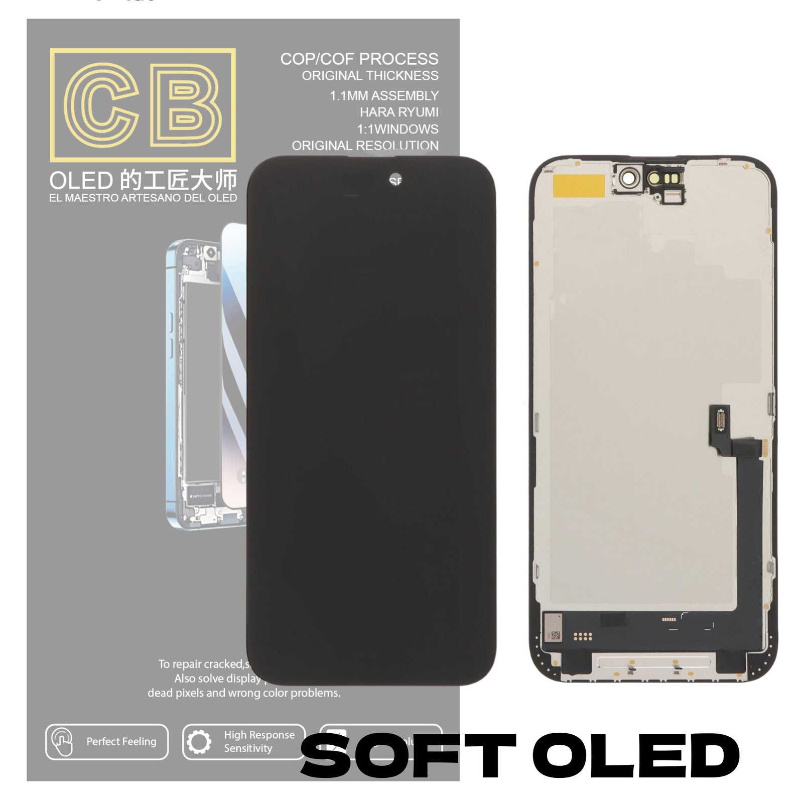 Pantalla "CB SOFT OLED"iPhone 16 Plus Control IC Reemplazable LCD + Táctil Completo