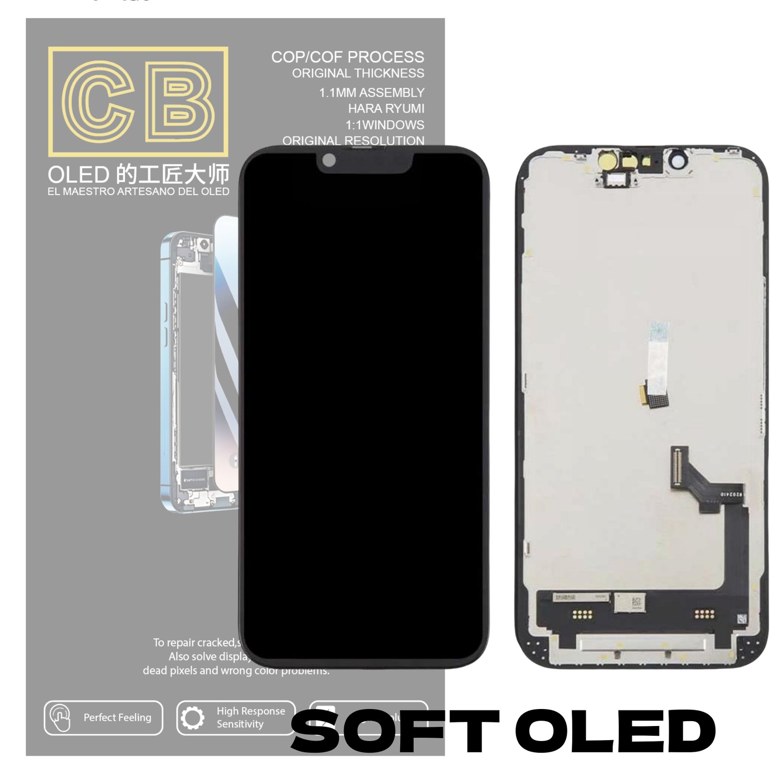 Pantalla "CB SOFT OLED" iPhone 16E/SE 2025 Control IC Reemplazable LCD + Táctil Completo