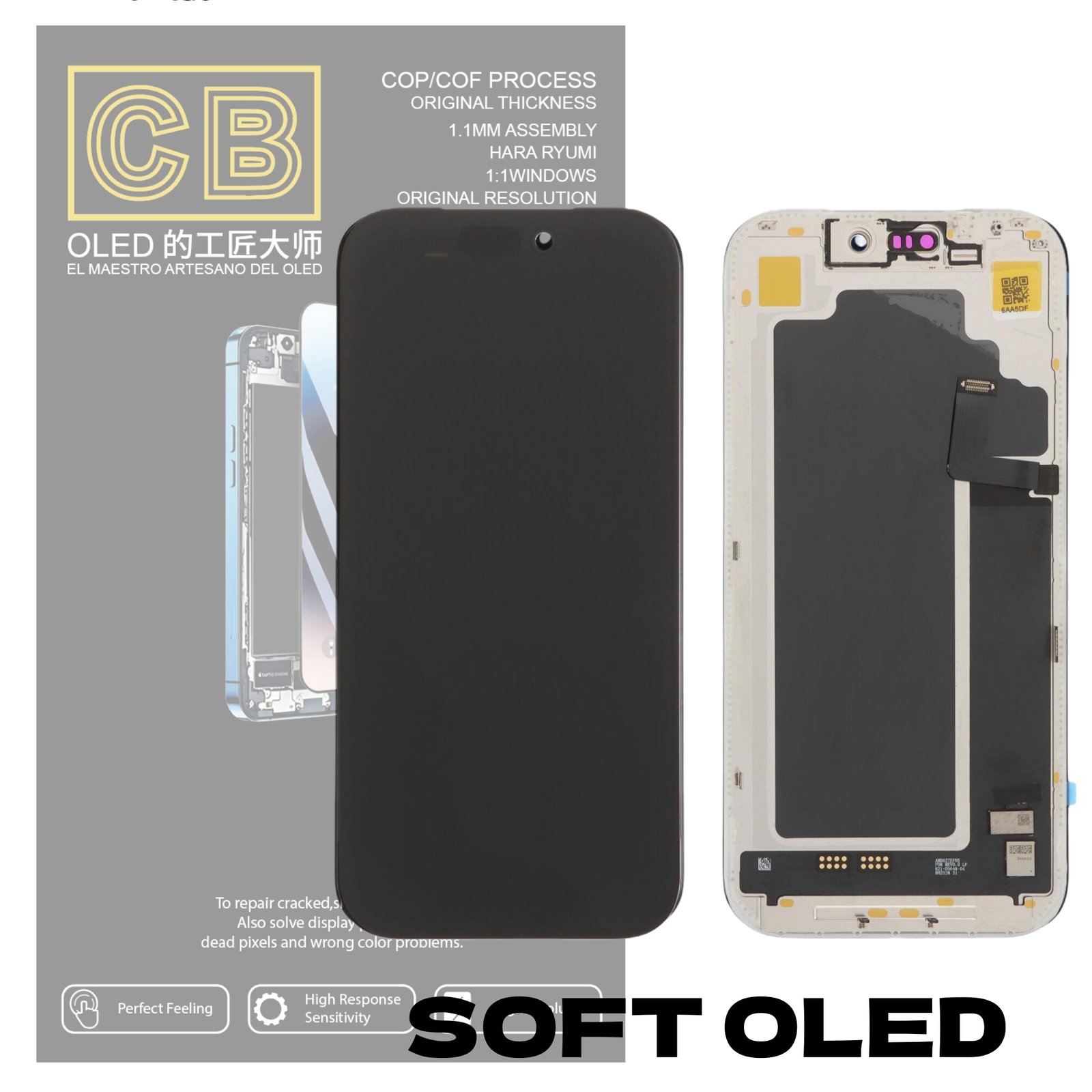 Pantalla "CB SOFT OLED" iPhone 17 Pro Control IC Reemplazable LCD + Táctil Completo