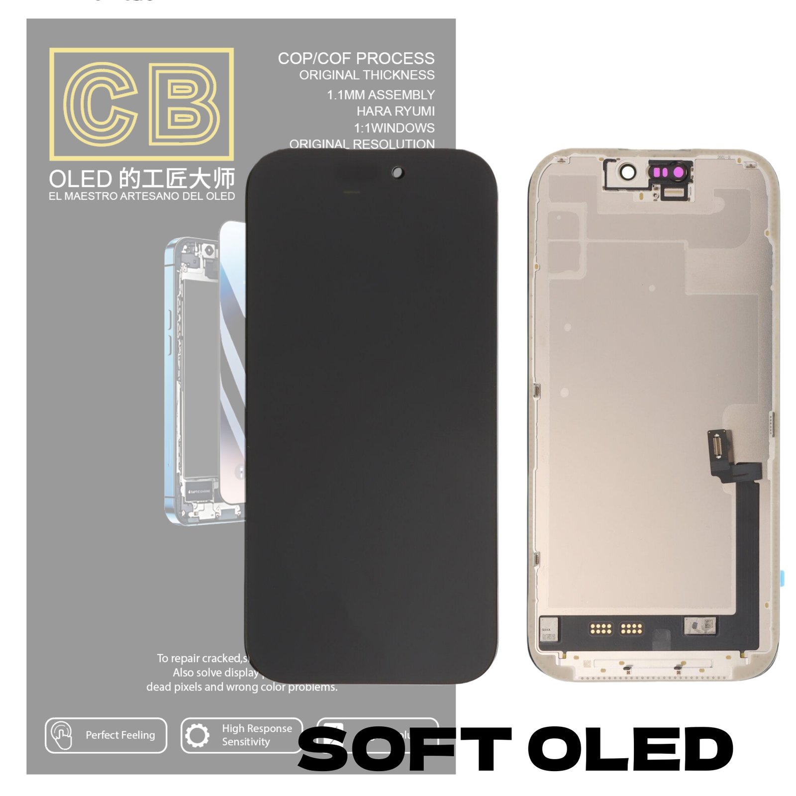 Pantalla "CB SOFT OLED" iPhone 17 Control IC Reemplazable LCD + Táctil Completo