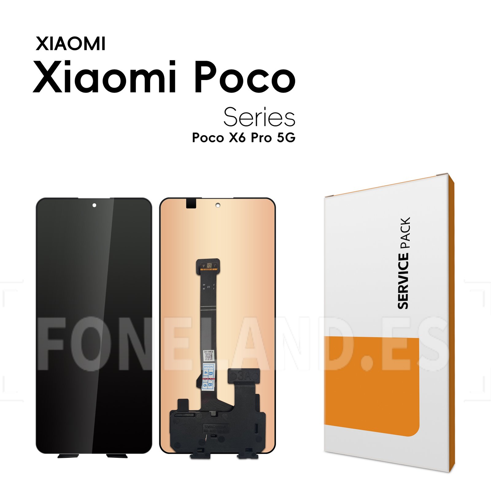 Pantalla Xiaomi Poco X6 Pro 5G (2311DRK48G, 2311DRK48I)/Xiaomi Poco F6 5G (24069PC21G, 24069PC21I)/Redmi Turbo 3 (24069RA21C)/Xiaomi Redmi K70E (2311DRK48C) Negra Completa LCD + Táctil SERVICE PACK