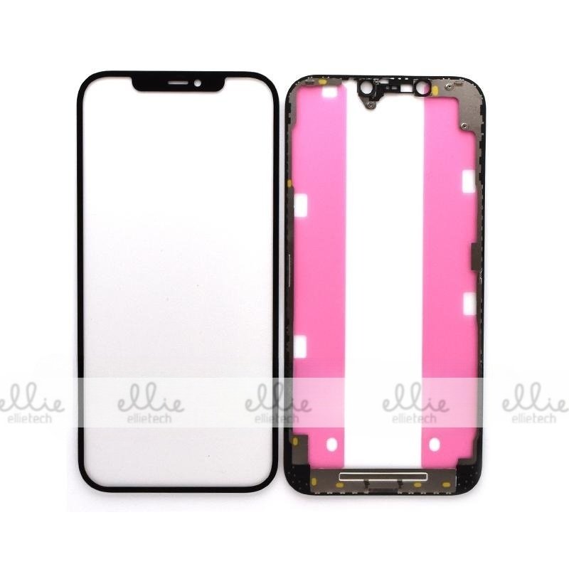 Pantalla Cristal + Marco Lateral con Pegamento para iPhone 12 Pro Max - negro